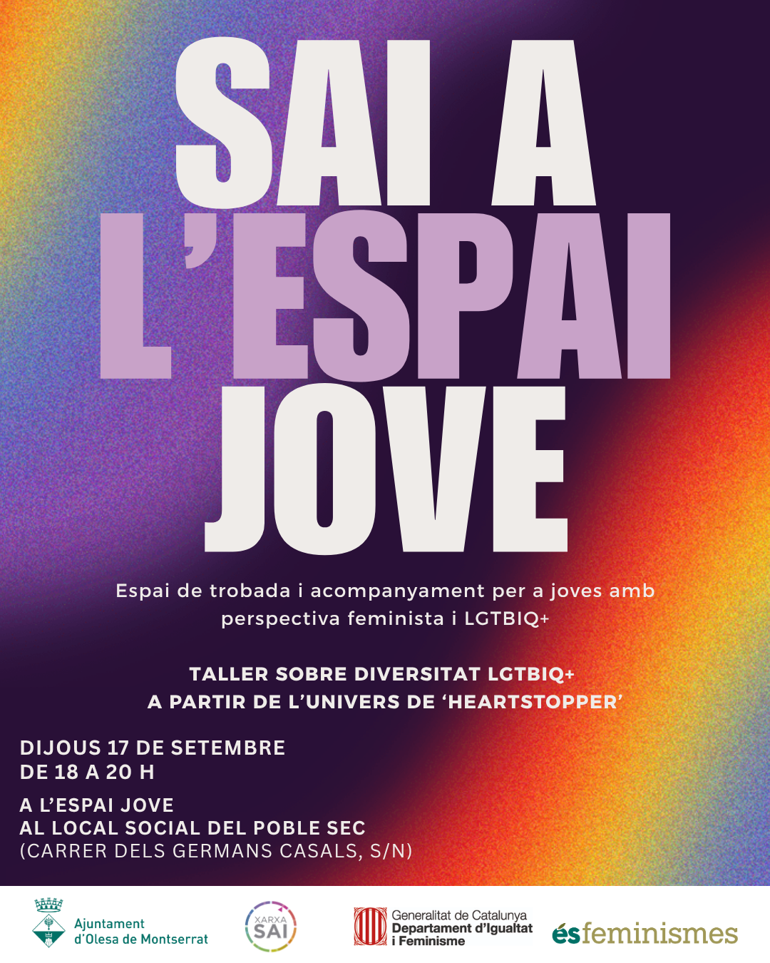 Cartell del SAI a l'Espai Jove a setembre de 2026