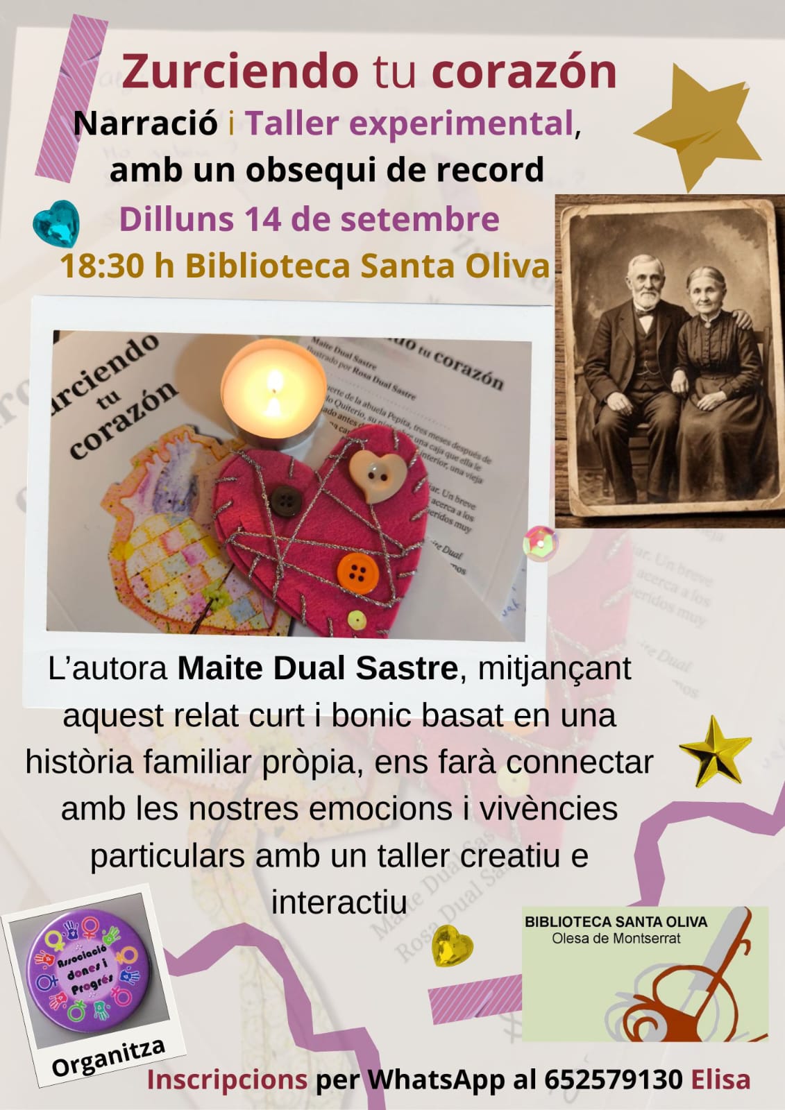 Cartell del taller literari del llibre Zurciendo tu corazón