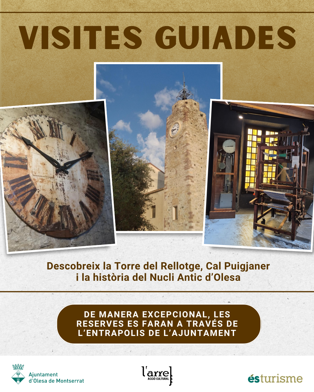 Cartell de la visita guiada a la Torre del rellotge pel mes de setembre de 2026