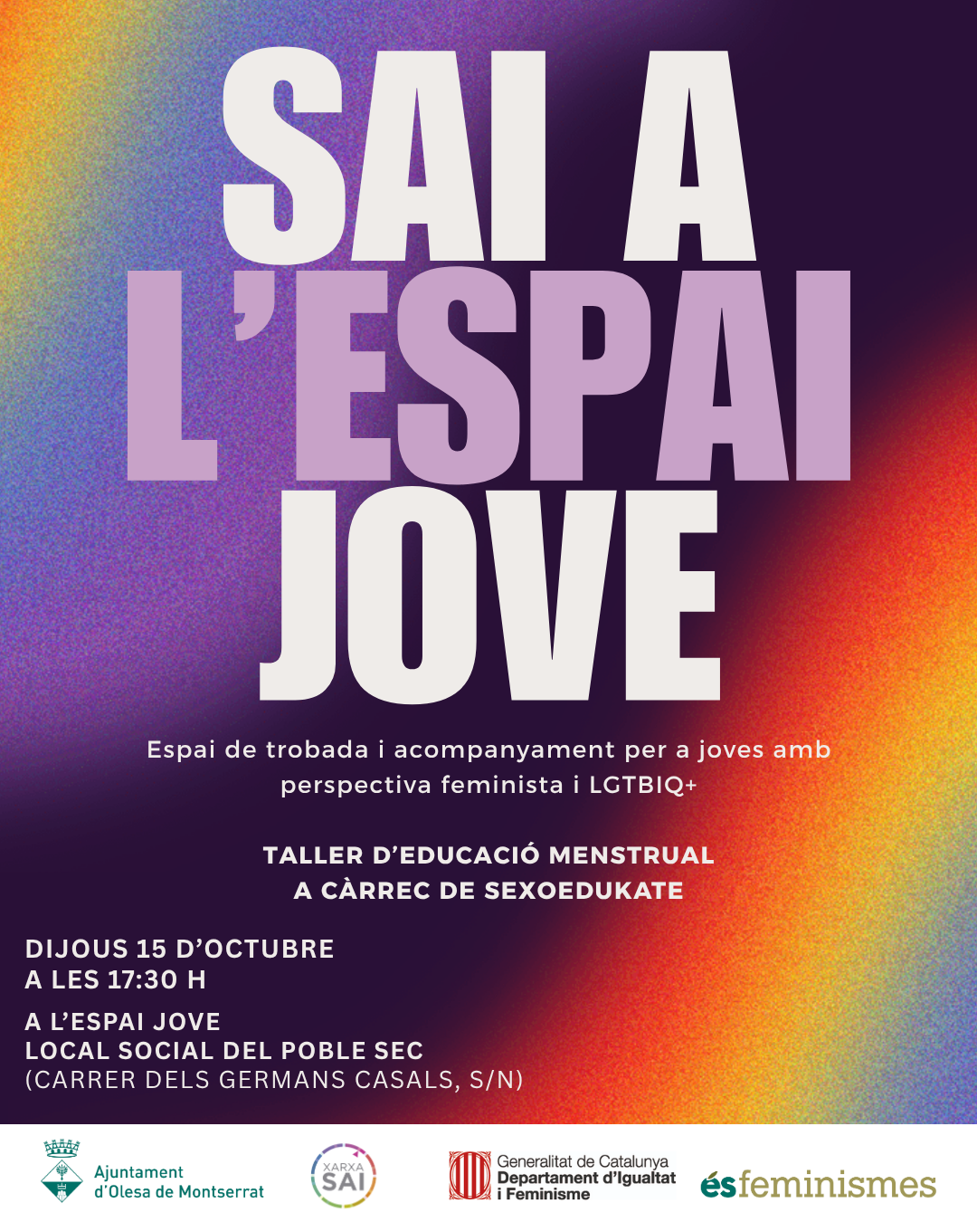 Cartell del SAI a l'Espai Jove a octubre de 2026