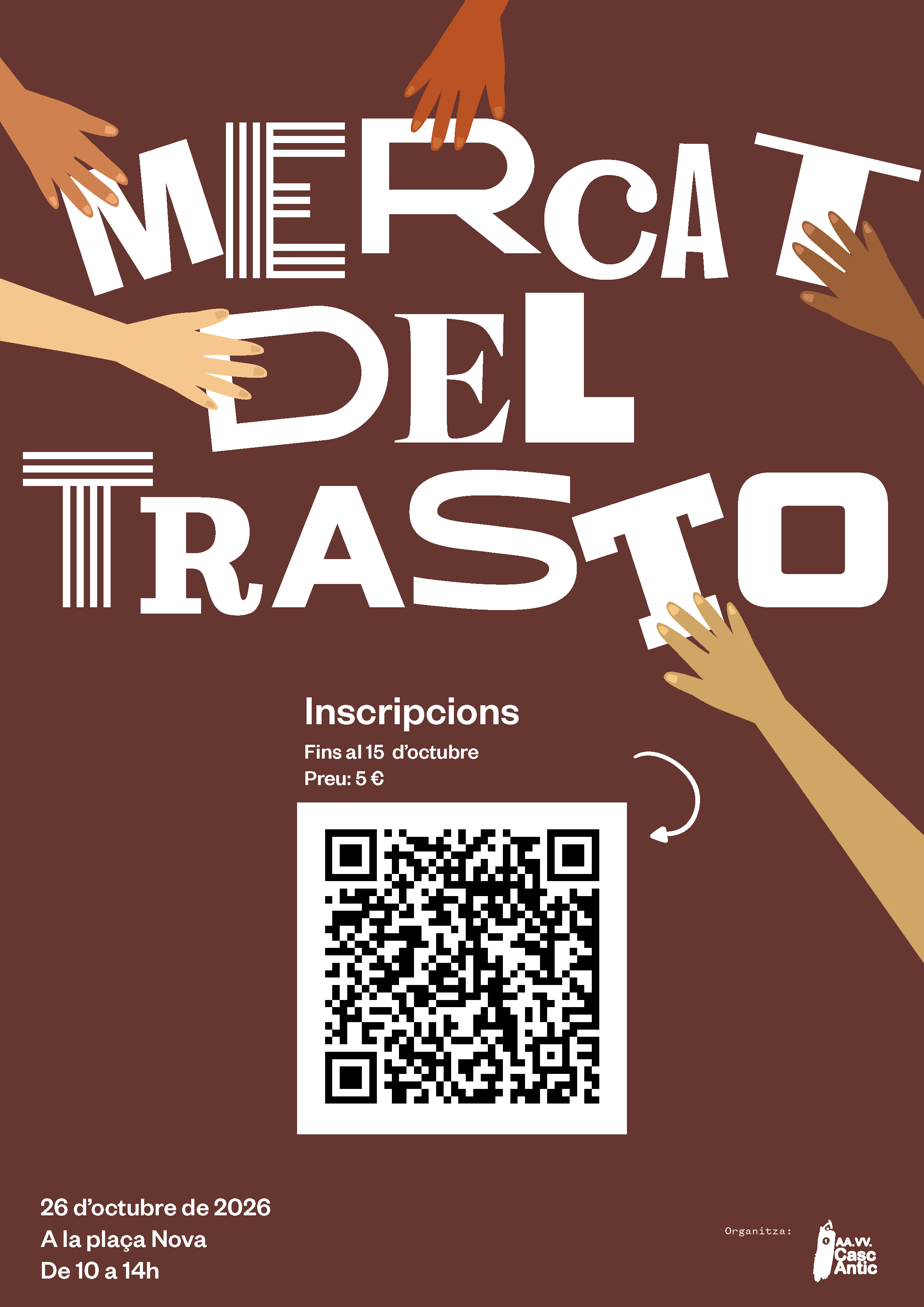 Cartell de les inscripcions del 3r mercat del Trasto del nucli antic