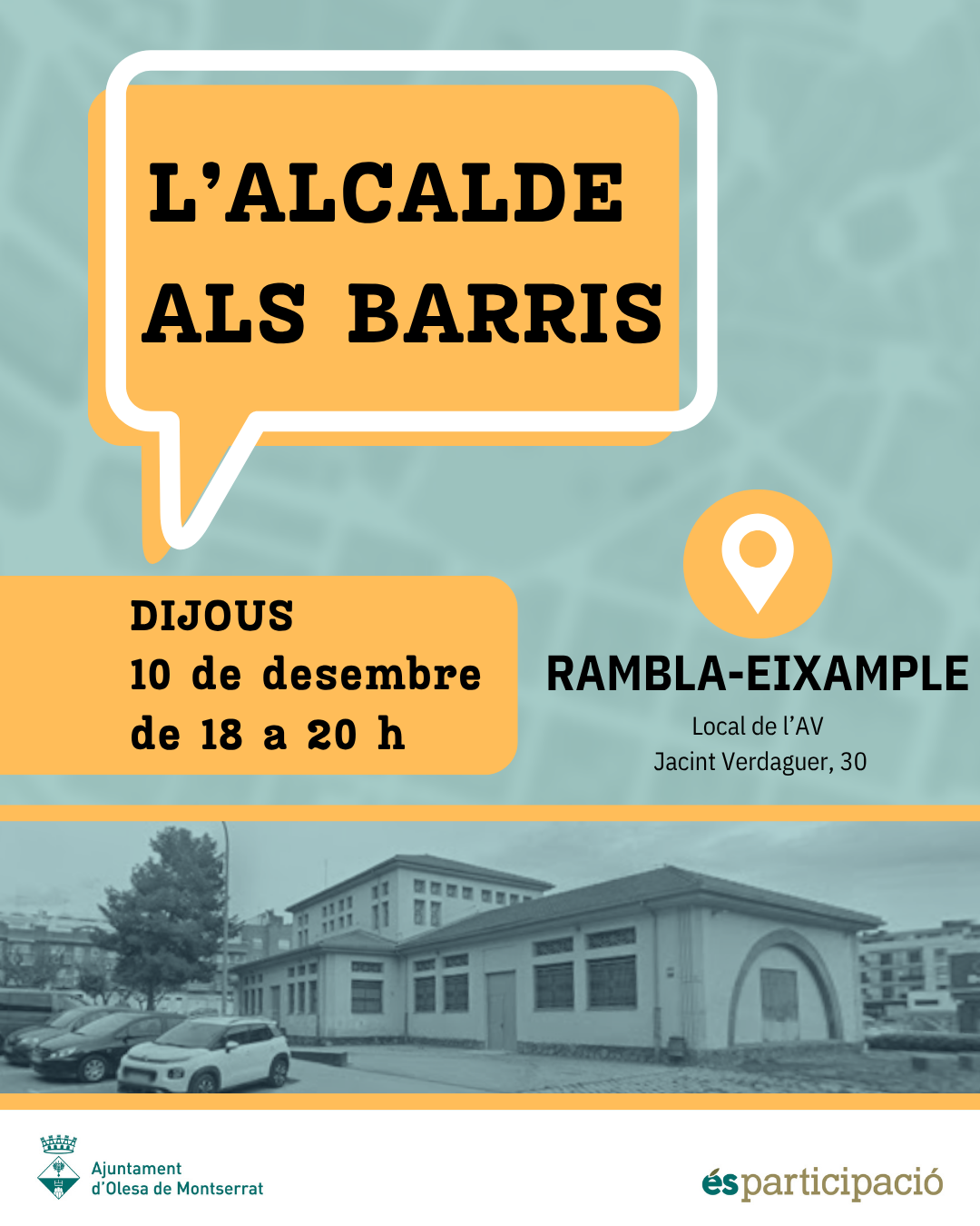 Cartell de L'alcalde als barris amb la seva visita a la Rambla-Eixample el desembre de 2026