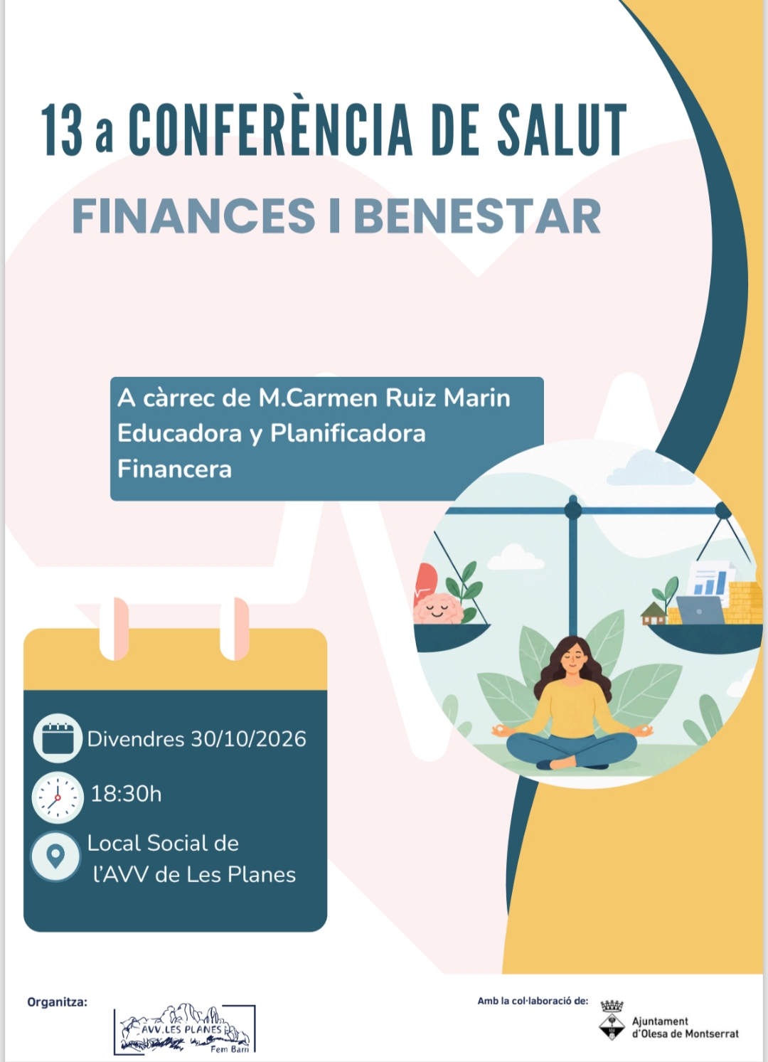 Cartell de la conferència de salut de l'AV Les Planes per l'octubre de 2026