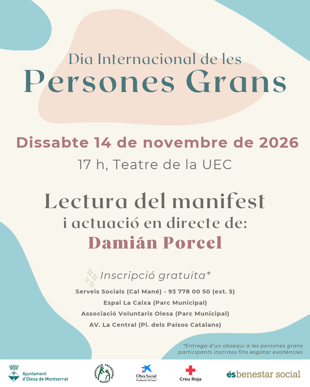 Cartell de l'acte commemoratiu pel Dia Internacional de les Persones Grans en tercera edició 2026