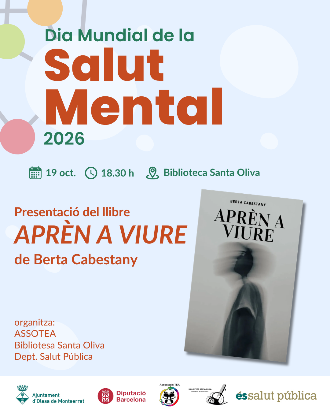 Cartell de la presentació del llibre Aprèn a viure, de Berta Cabestany