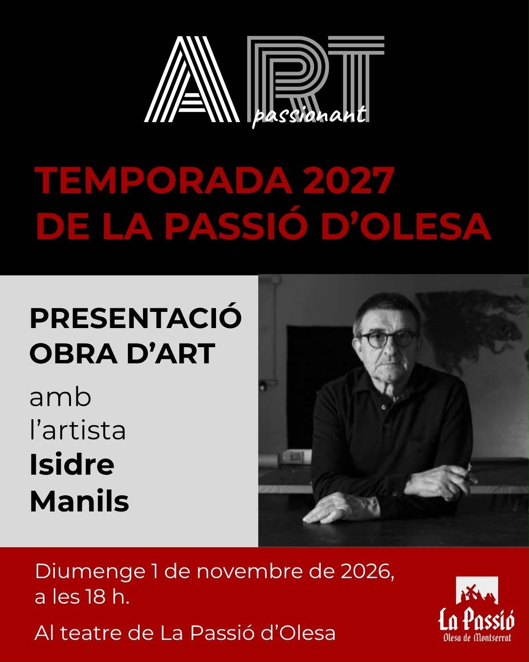 Cartell de l'acte de presentació de l'obra d'art creada per La Passió 2027