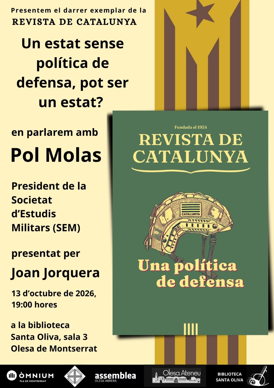Cartell de l'acte de presentació del darrer número de la Revista de Catalunya