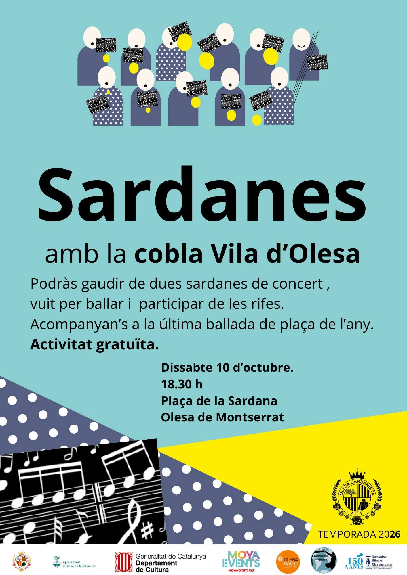 Cartell de l'última ballada de sardanes de l'any 2026 a la plaça de la sardana