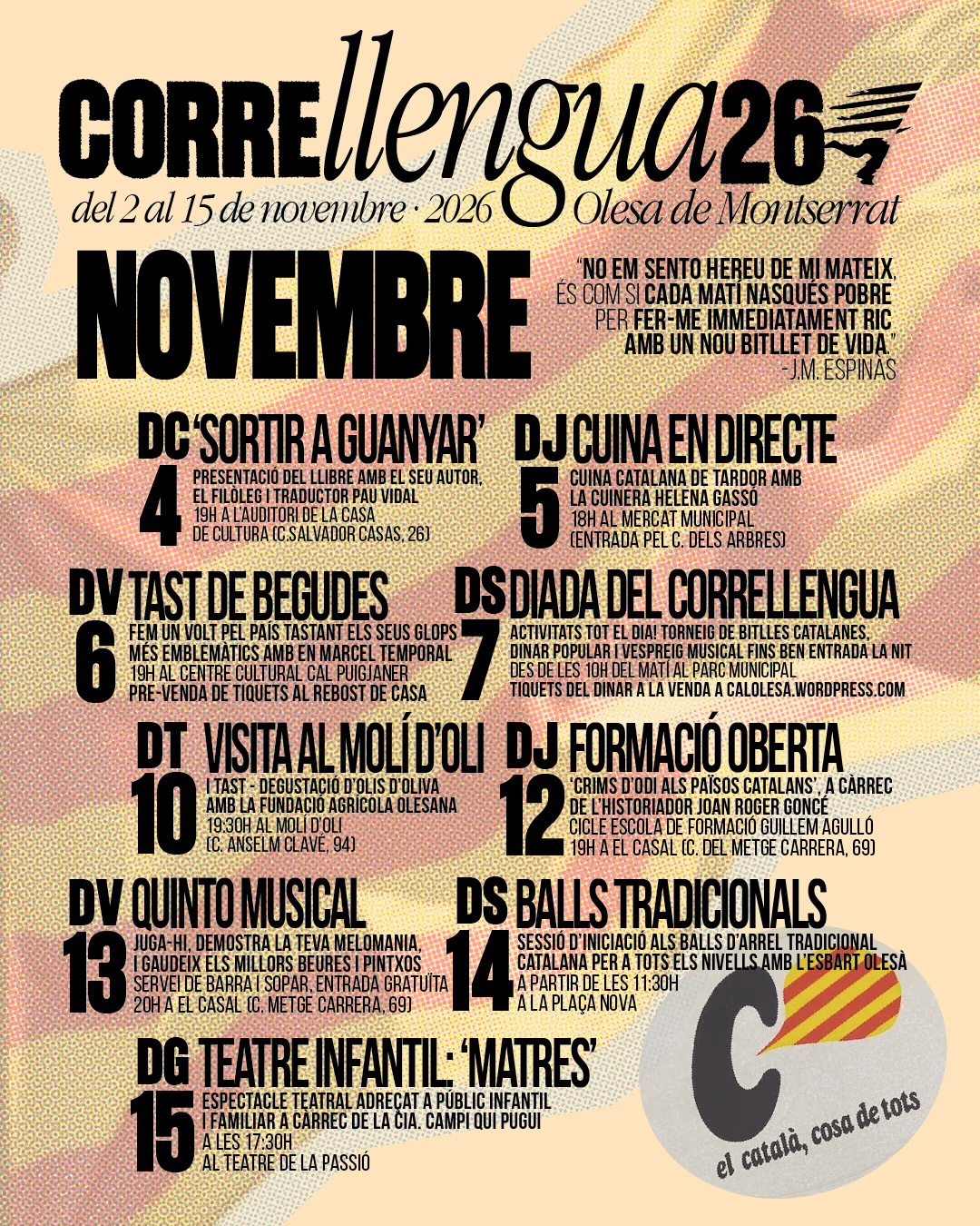 Cartell de les activitats del Correllengua 2026