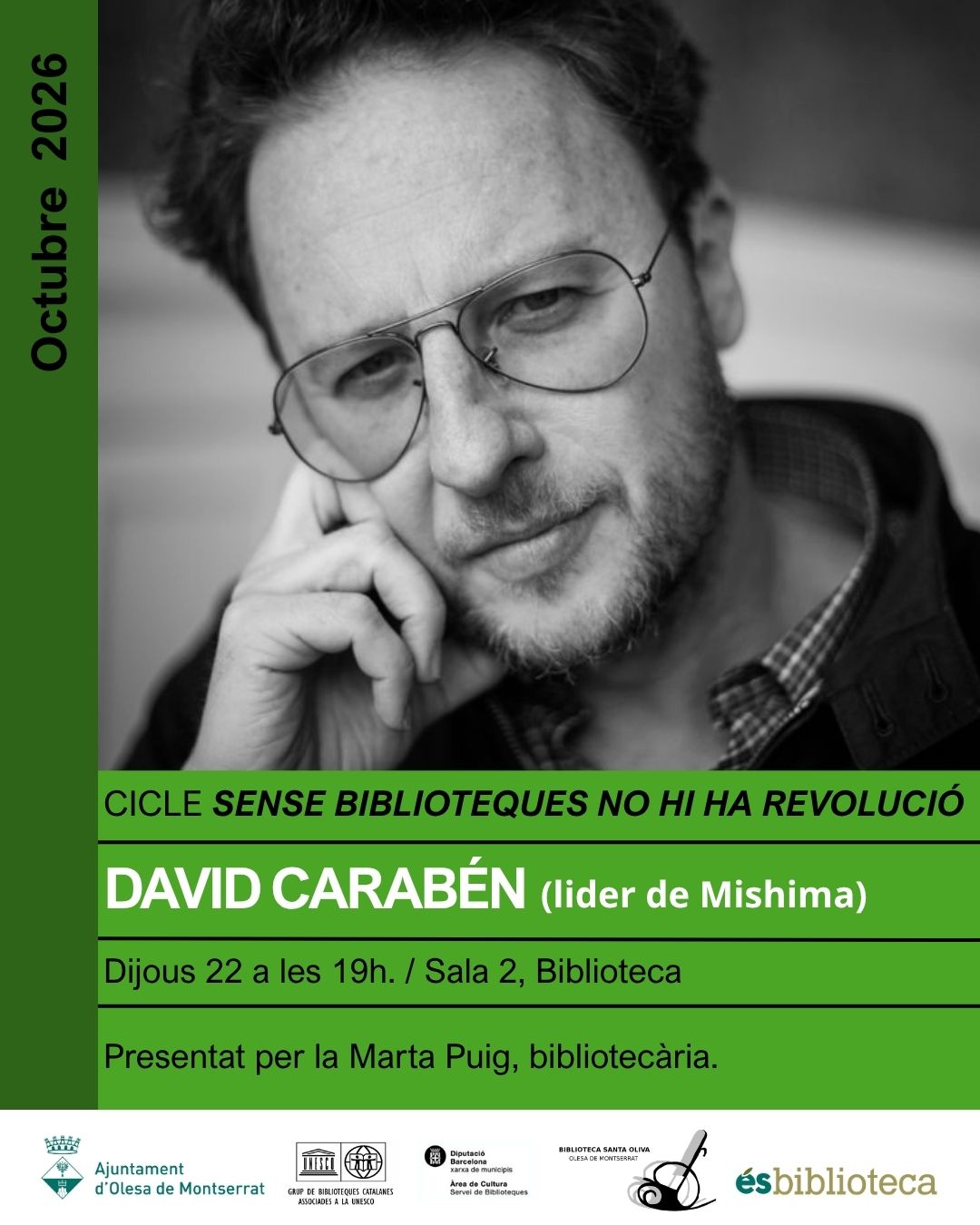 Cartell de la primera conversa del cicle Sense biblioteques no hi ha revolució octubre de 2026