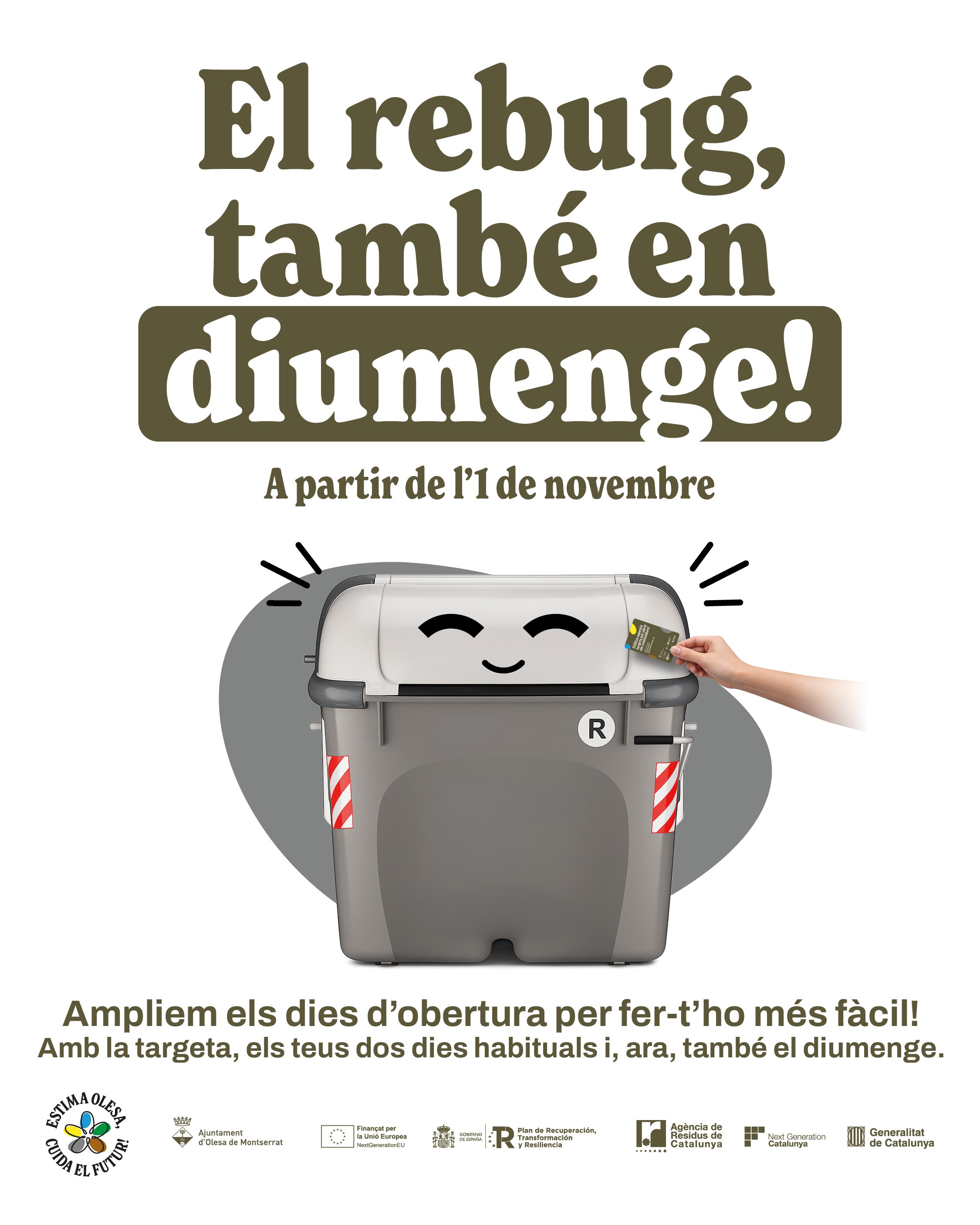 Cartell d'obertura de contenidors també en diumenge