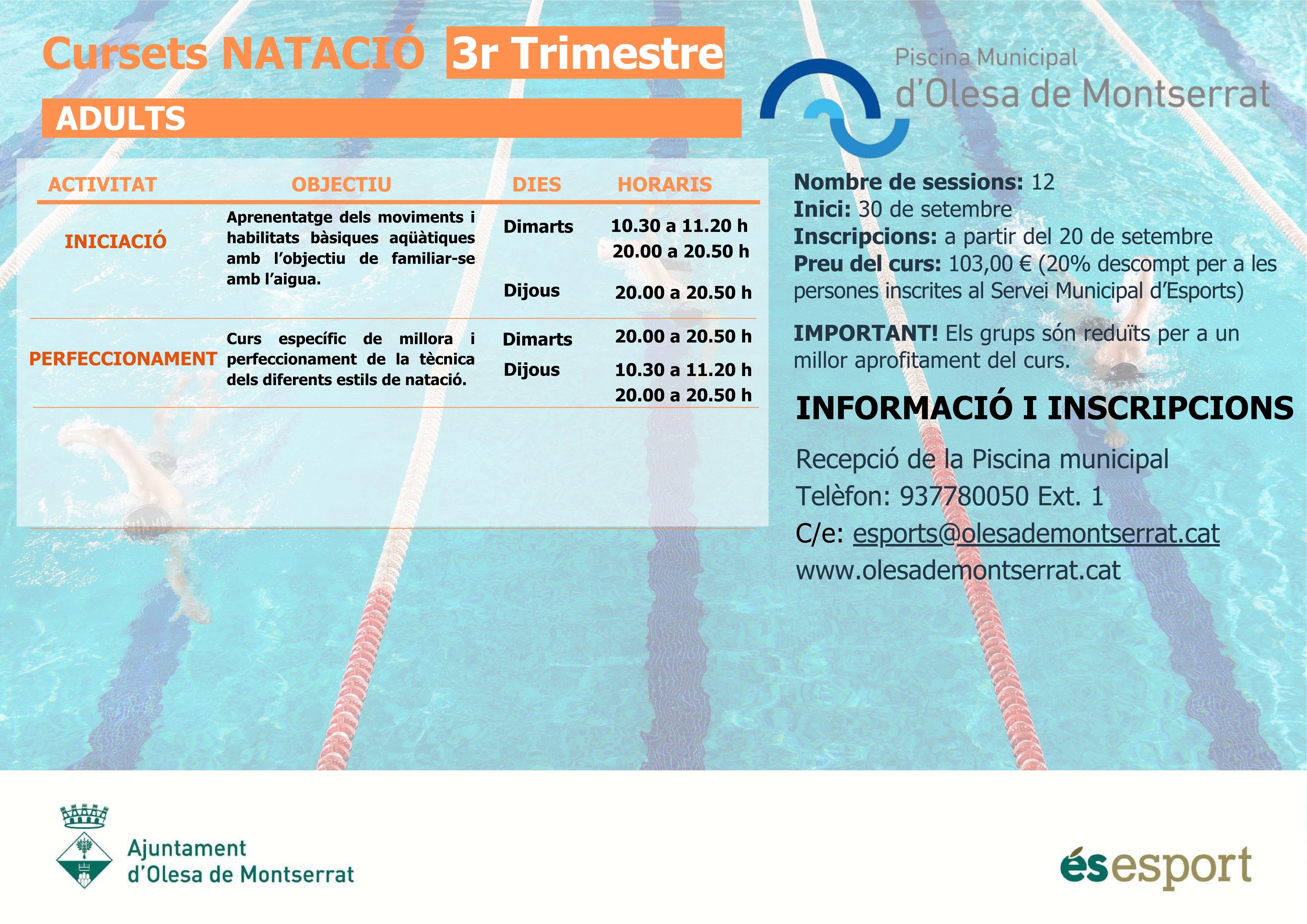 Graella cursets natació 3r trimestre-Adults