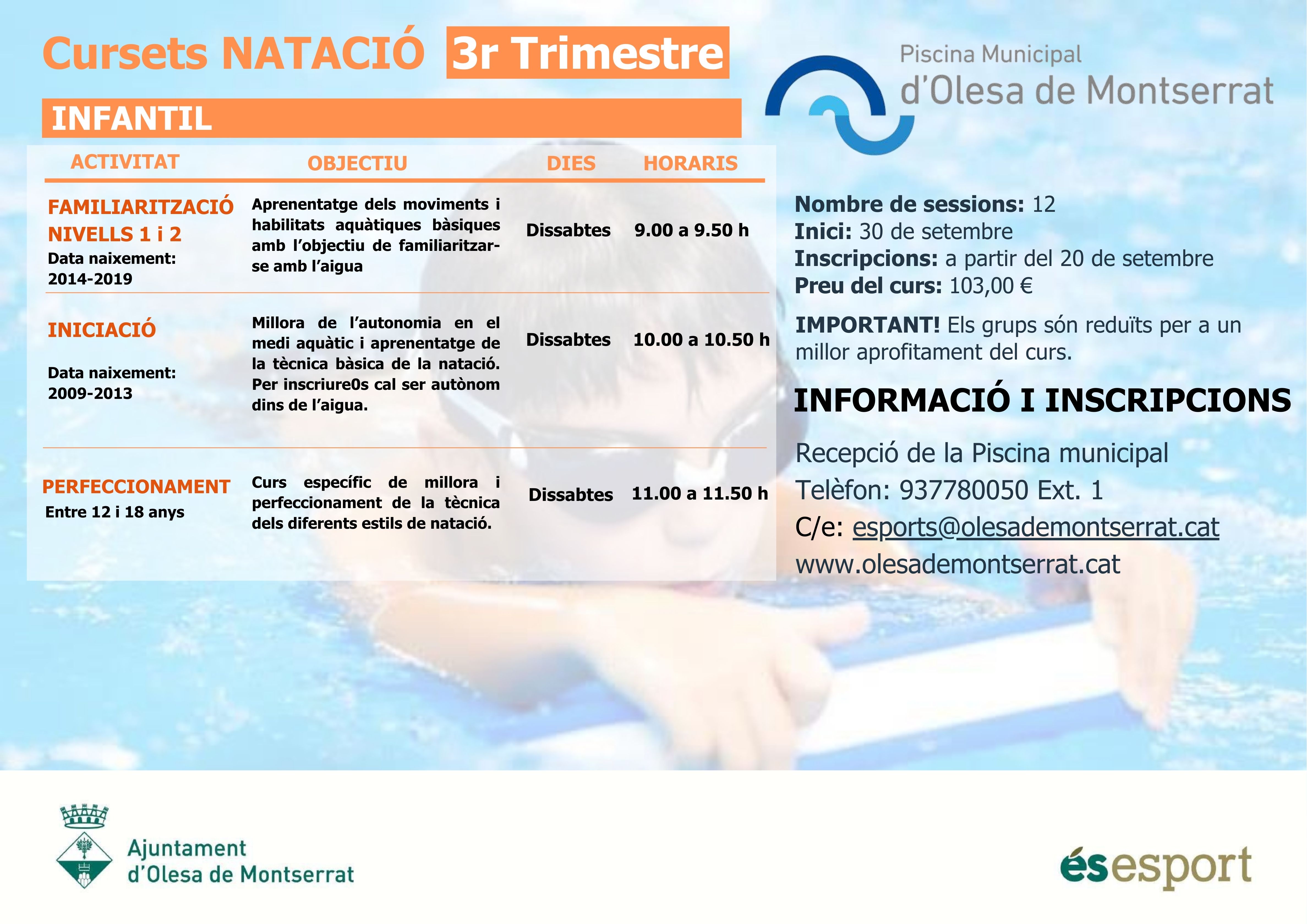 Graella cursets natació 3ed trimestre-Infantil