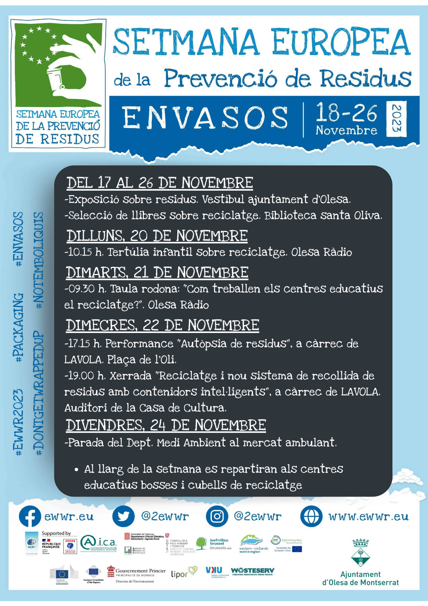 Cartell dels actes per la Setmana Europea de la Prevenció de Residus