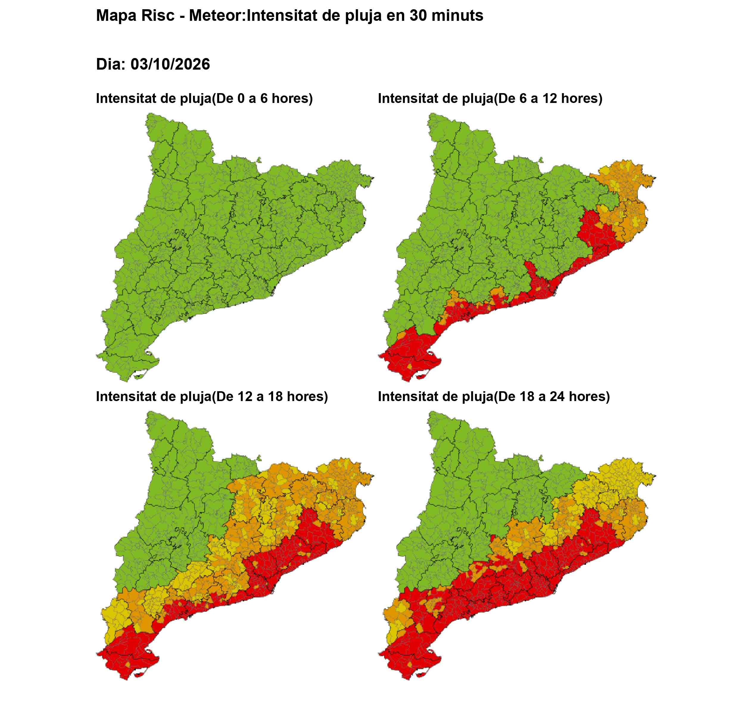 Intensitat de pluja prevista pel 3 d'octubre de 2026